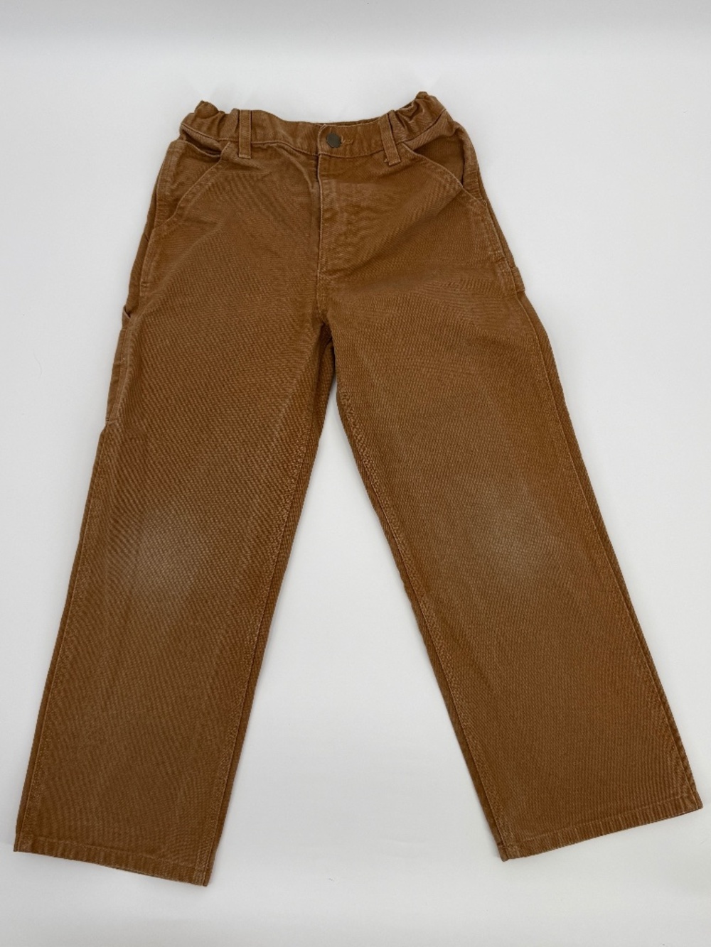 Carhartt Canvas Carpenter Pants Brown Duck Utility Work Adjustable Youth 10